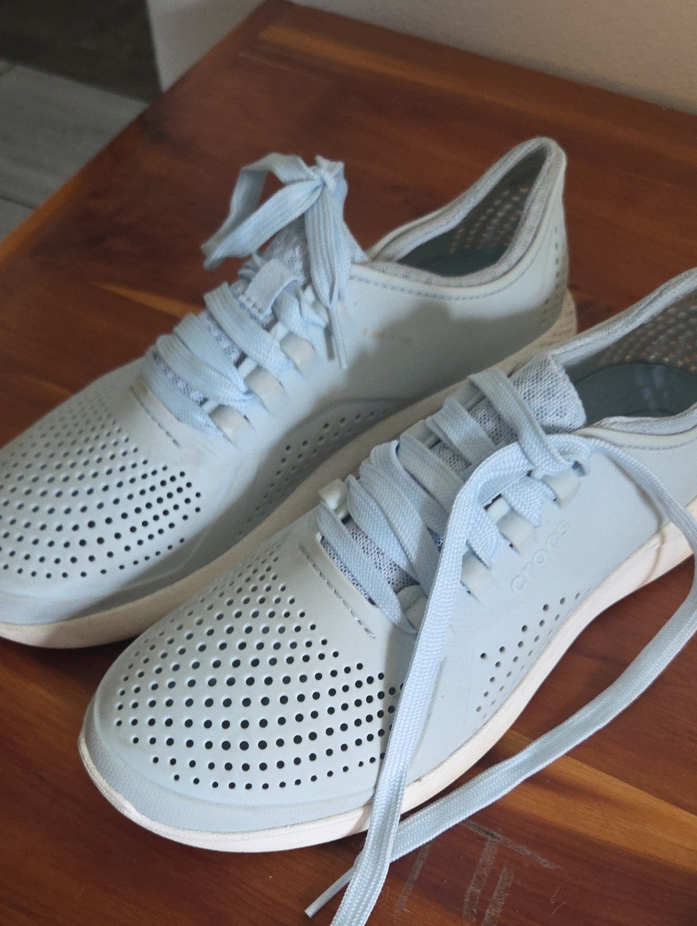 Light Blue Casual Lace-Up Sneakers - Unbranded